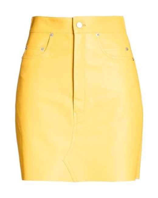 Rick Owens Yellow Simple Pencil Skirt
