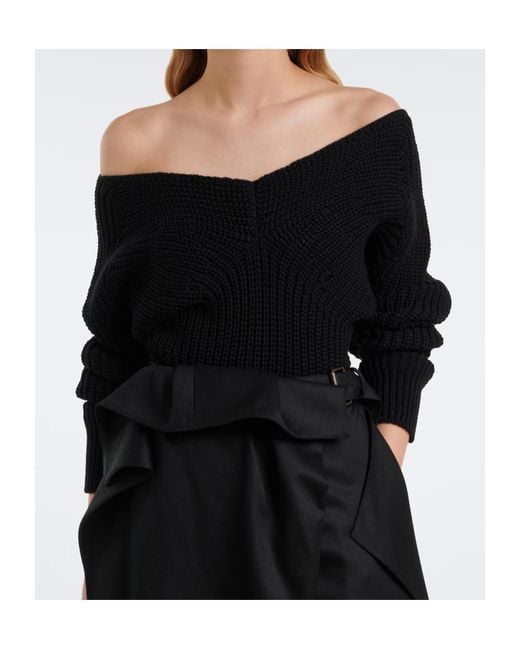 Lemaire Black Ribbed-Knit Wool Sweater