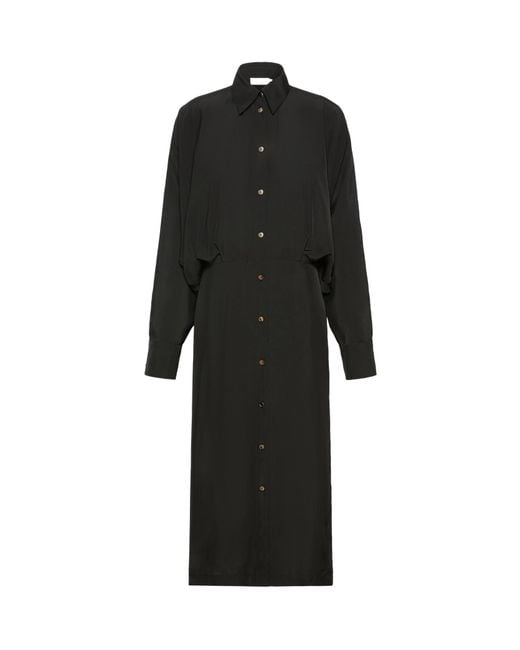 Sportmax Black Oversized Viscose Shirt Dress