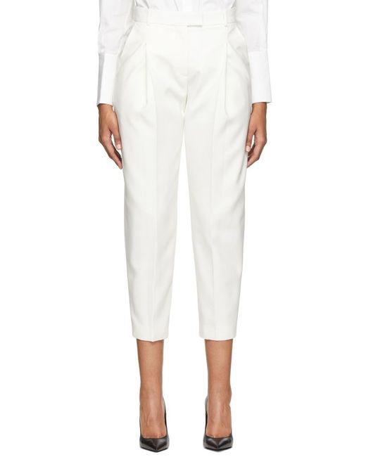 McQueen White Pleated Tailored Trousers
