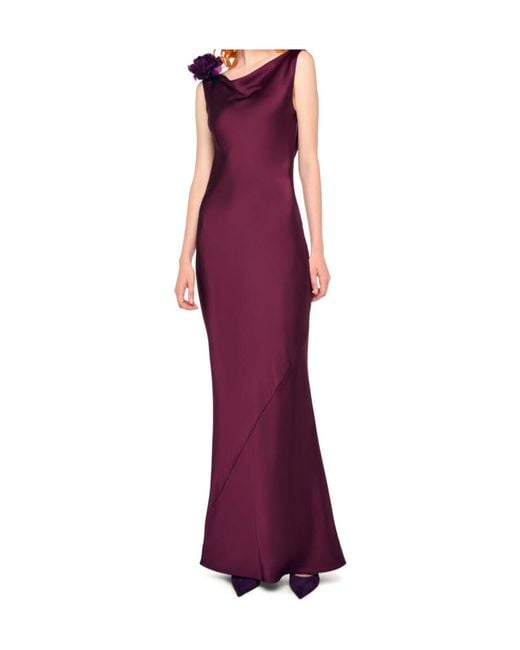 Norma Kamali Purple Sleeveless Low Back Drape Gown