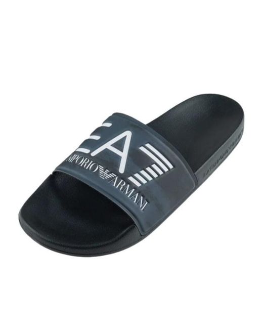 Emporio Armani Blue Round-Toe Slippers for men