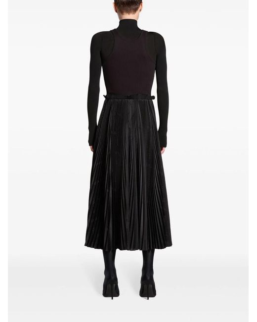 Balenciaga Black Pleated Midi Dress