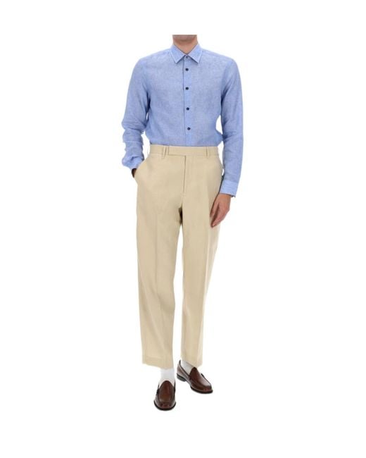 Paul Smith Blue Tailored Pleated Pants for men