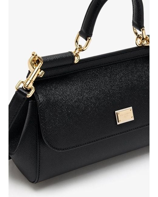 Dolce & Gabbana Black Logo Plaque Medium Sicily Handbag