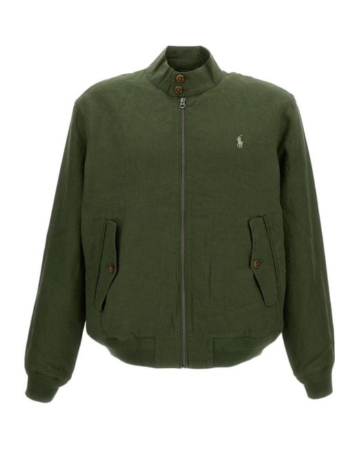 Polo Ralph Lauren Green Wind Brkr Lino Zip Jacket for men