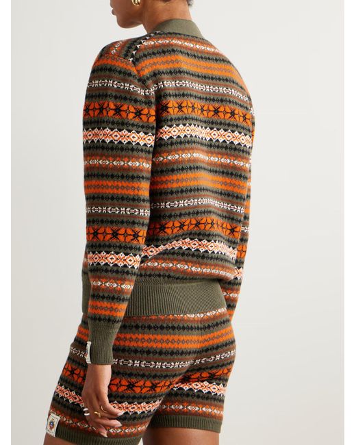 Bally Brown Jacquard-Knit Wool Cardigan