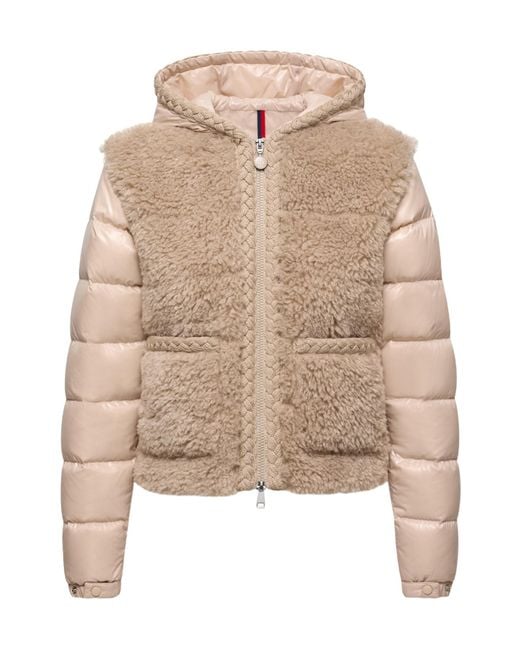 Moncler Natural Plantay Hooded Teddy Padded Jacket