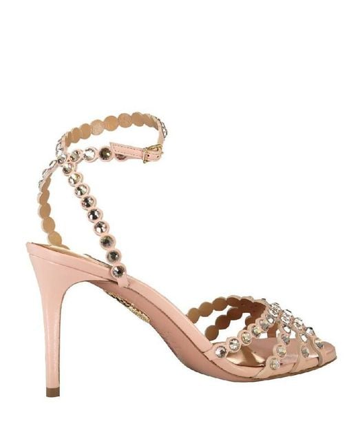 Aquazzura Metallic Agave-Colored Leather Sandals