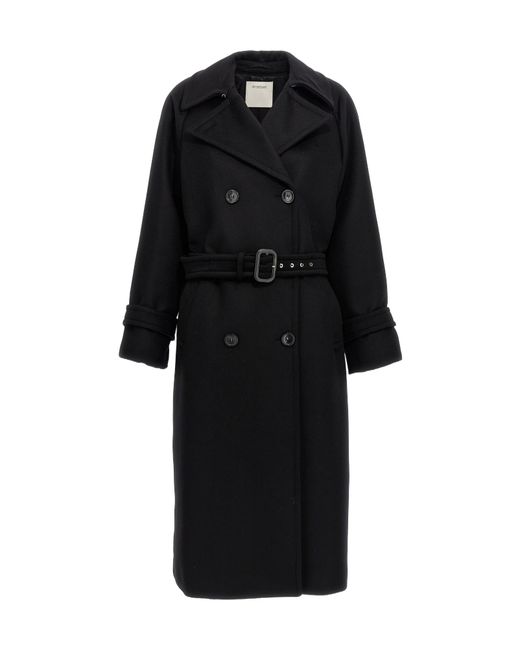 Sportmax Black Leandro Double-Breasted Long-Sleeved Coat
