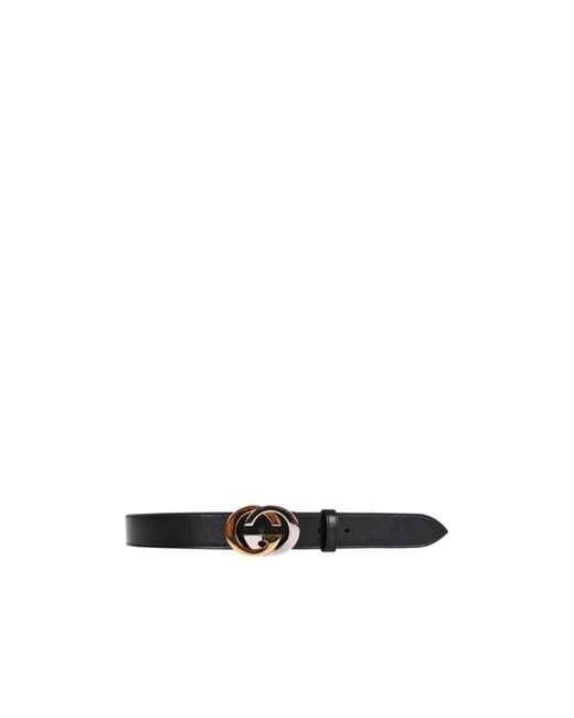 Gucci White Belt With Interlocking G Buckle for men