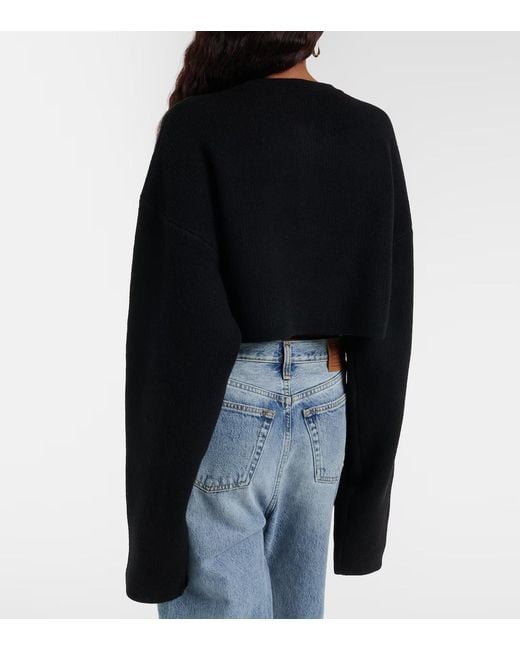 Totême  Black Cropped Wool-Blend Cardigan