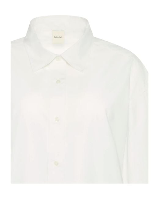 Calvin Klein White Cropped Oversized Shirt
