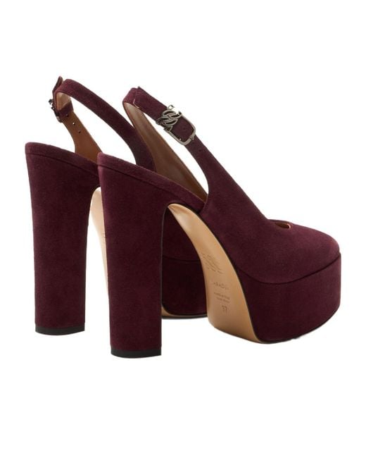 Casadei Purple Patty Platform Slingback Heeled Sandals