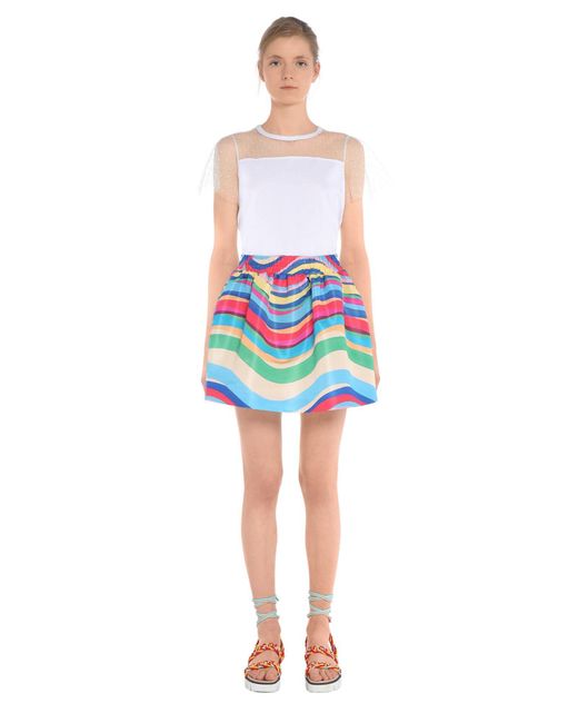 RED Valentino Gray Wave Print Skirt