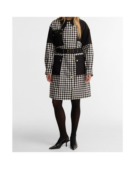 Barbour Black Gingham Spliced Belted Coat