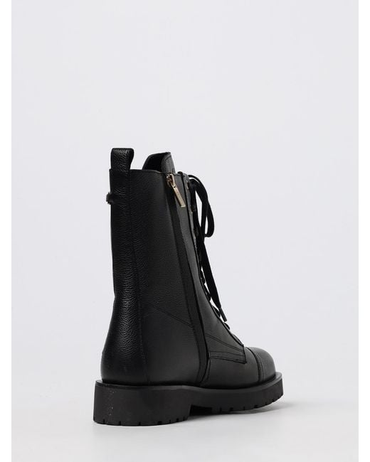 Twinset Black Chain And Oval T Leather Combat Boots
