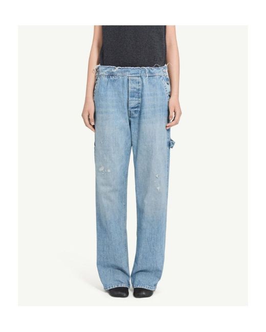 MM6 by Maison Margiela Blue Distressed Wide-Leg Jeans