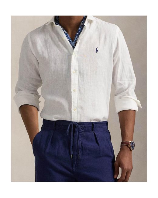 Polo Ralph Lauren Linen Shirt in White for Men | Lyst
