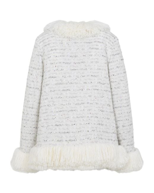Giambattista Valli White Fur-Trim Coat