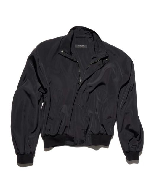 Gucci Blue High Neck Zip Blouson Jacket for men