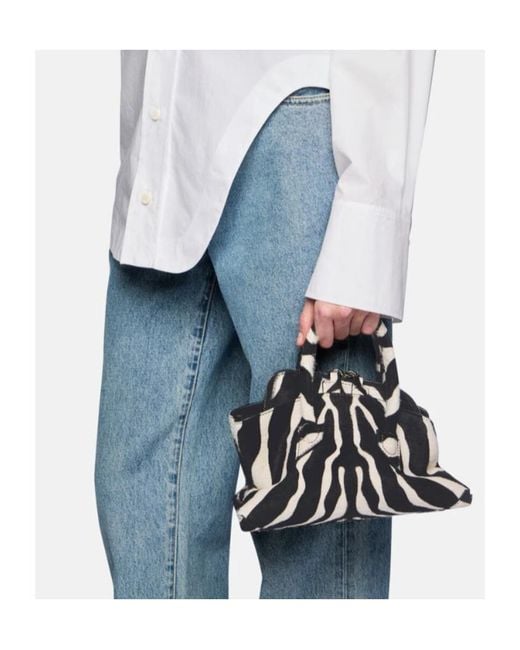 The Attico Black The La Passeggiata Zebra Printed Mini Tote Bag