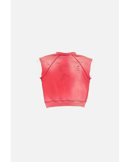 Acne Pink Logo Detailed Short Sleeved Vest