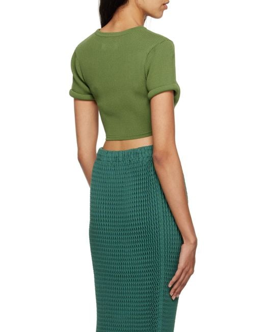Christopher Esber Green Slashed Cropped T-Shirt