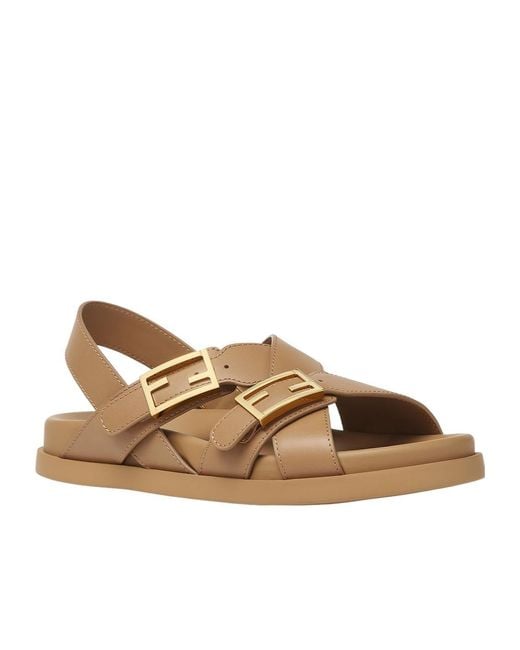 Fendi Brown Feel Cross-Over Slides