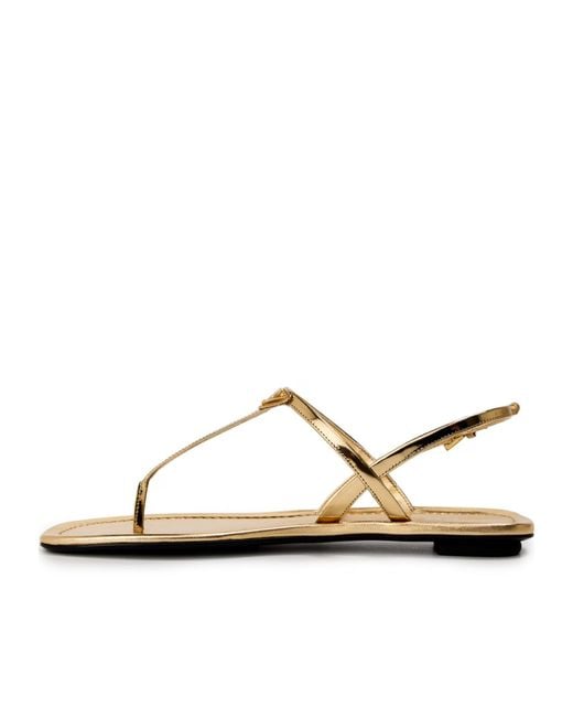 Prada Metallic Flip-Flop Flat Sandals