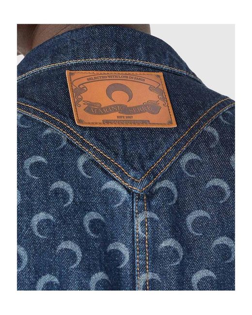 MARINE SERRE Blue Denim Loose Short Sleeves Shirt for men
