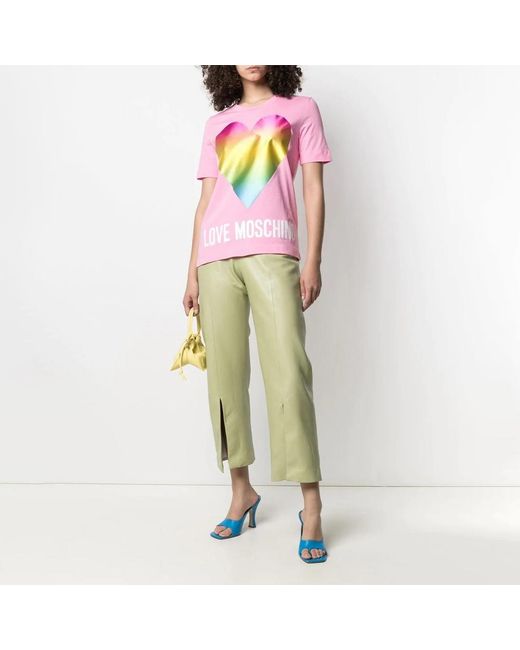 Moschino Pink T-Shirt With Round Neck And Short Sleeves