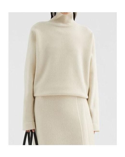 Jil Sander White High Neck Jumper