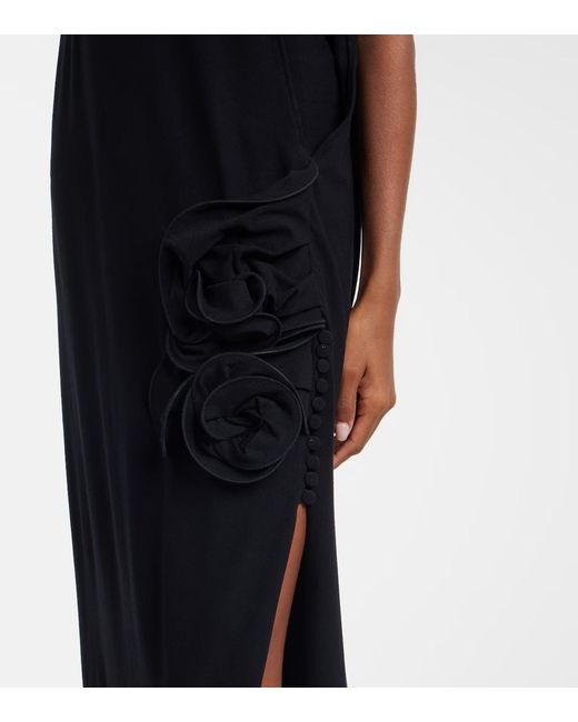 Magda Butrym Black Shawl-Style Asymmetrical Dress