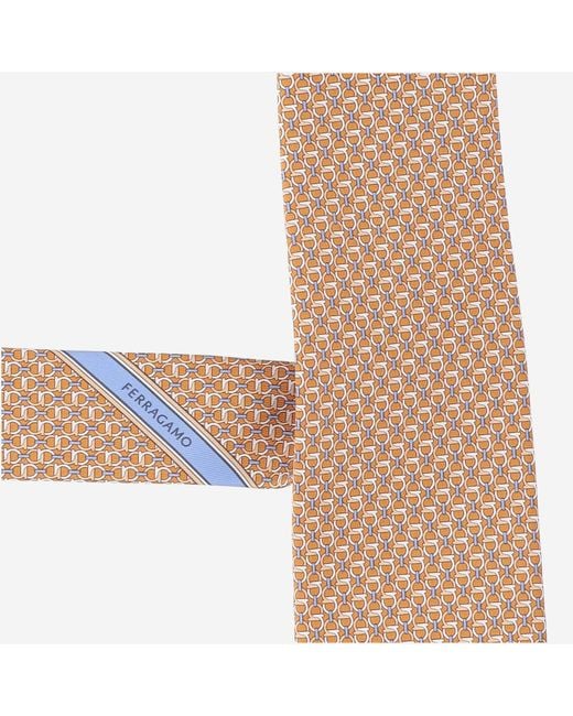Ferragamo White Gancini Links Print Silk Tie for men