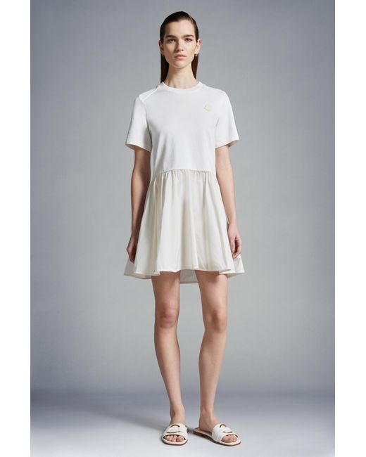 Moncler White Slim Fit Flared Mini Dress