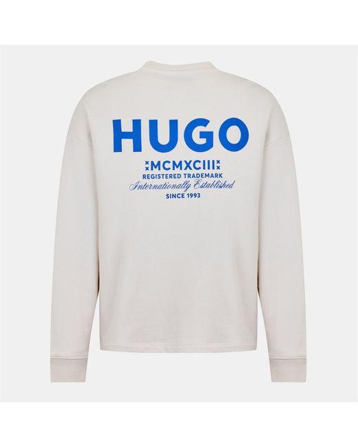 Boss White Solid Color Cotton Sweatshirt for men