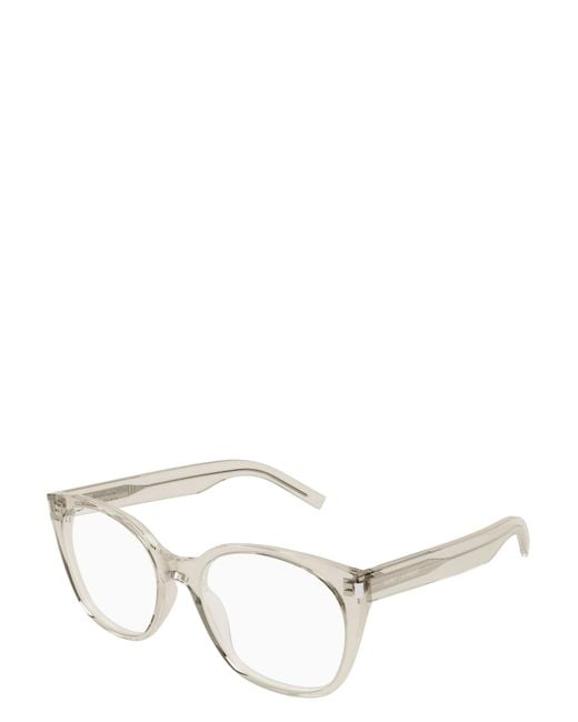 Saint Laurent White Eyewear Square Frame Glasses