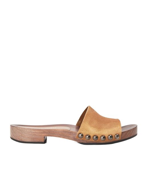 Miu Miu Brown Logo Detail Slippers