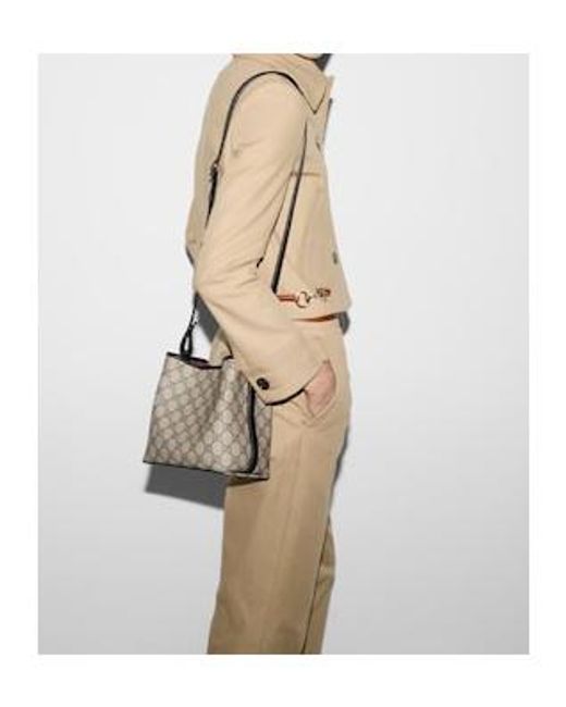 Gucci Natural Gg Emblem Small Bucket Bag