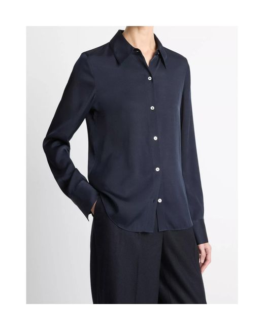 Vince Blue Classic Collar Button-Up Shirt