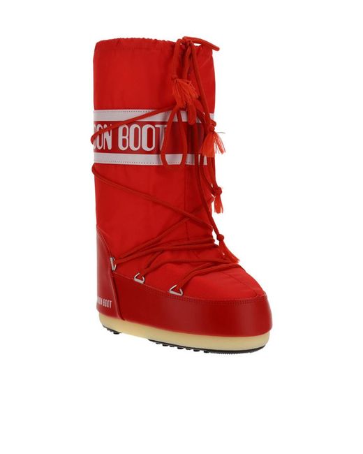 Moon Boot Red Icon Logo Printed Lace-Up Snow Boots for men