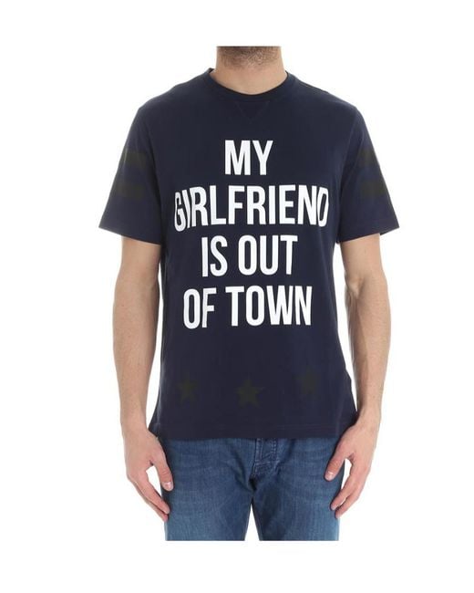 Hydrogen Blue T-Shirt With Round Neck And Short Sleeves for men