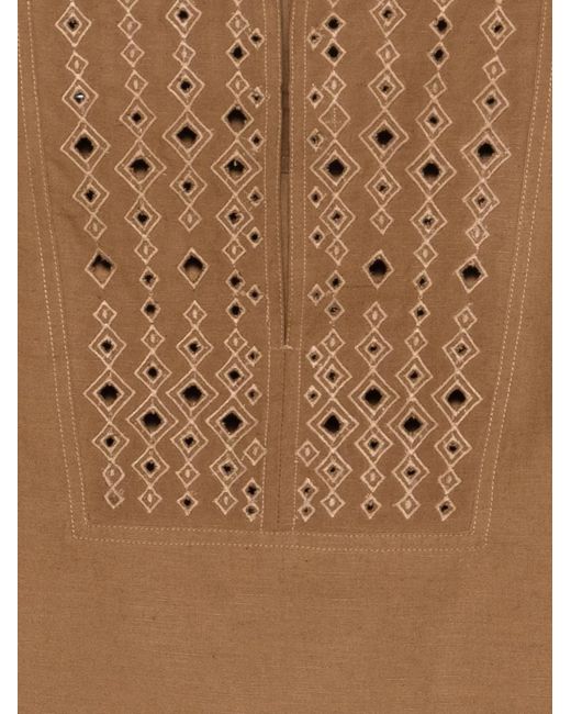 Yves Salomon Brown Cut-Out Short-Sleeve Top