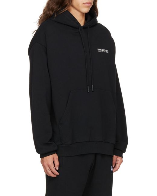 Marcelo Burlon Black County Of Milan Logo Printed Drawstring Hoodie for men