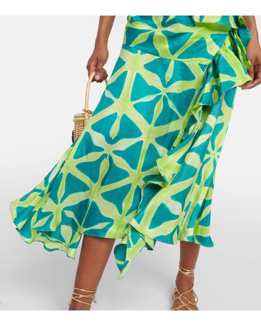 Ulla Johnson Green Zoya Printed Midi Dress