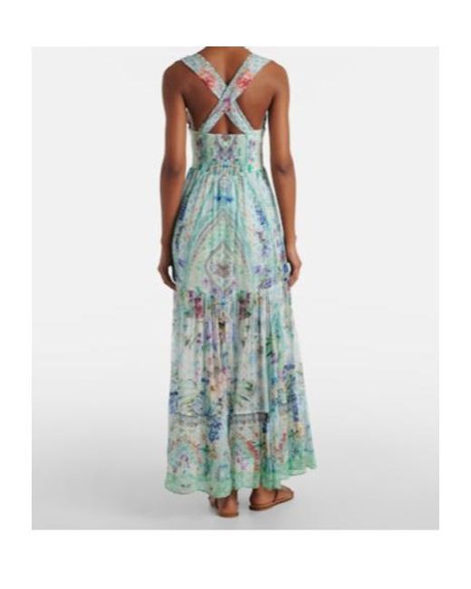 Camilla Blue Crystal-Embellished Silk Maxi Dress