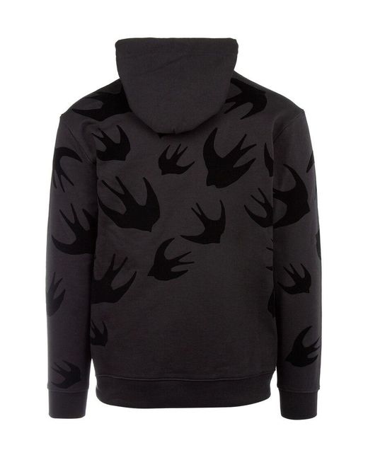 McQ Alexander McQueen Black Printed Hooded Sweater for men
