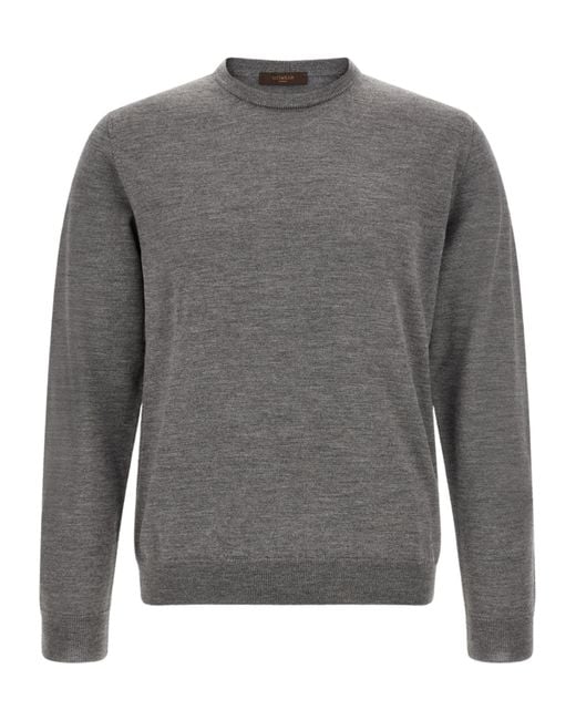 Zanone Gray Crew-Neck Sweater for men