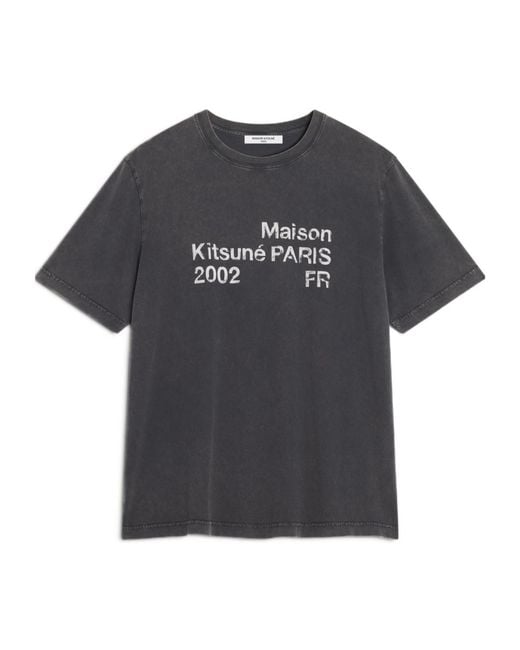 Maison Kitsuné Black Maison Kitsuné 2002 Logo T-Shirt for men